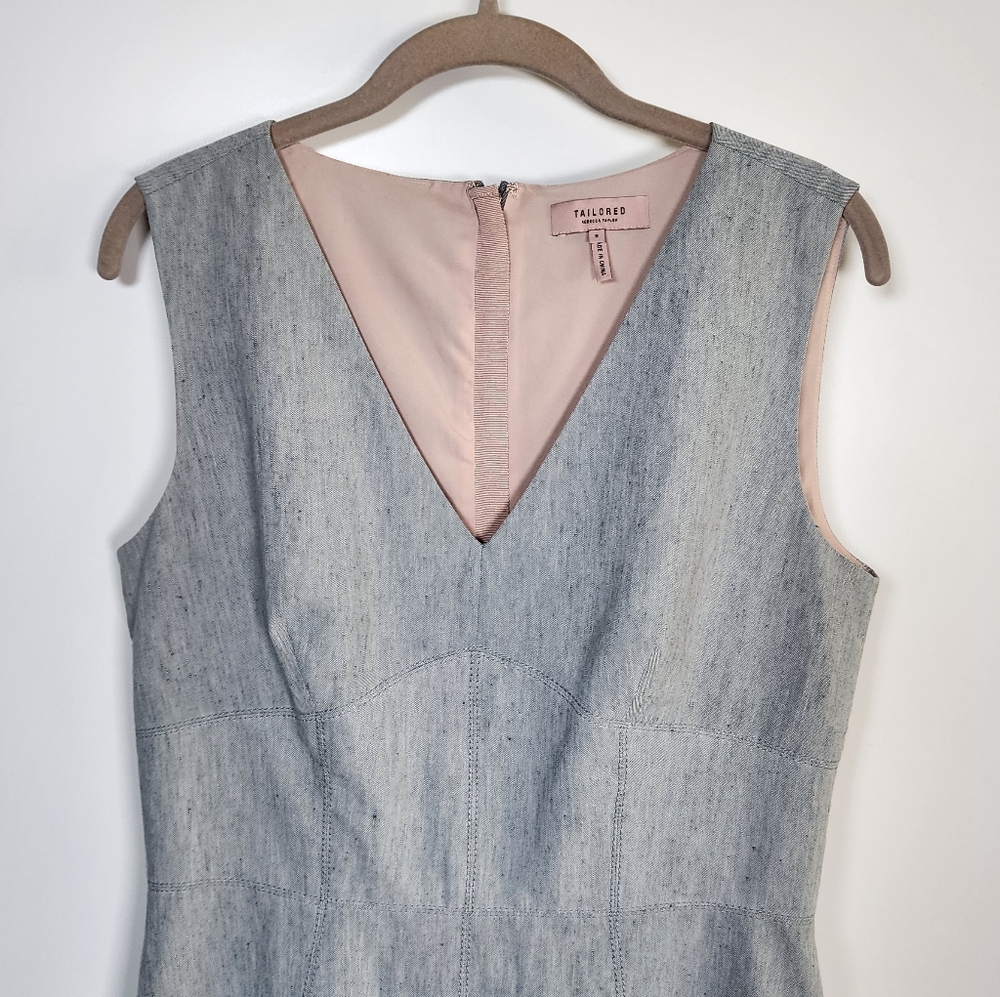 Tailored Rebecca Taylor Grey Linen Blend Sleeveless Career Office Dress 8 - Picture 4 of 14